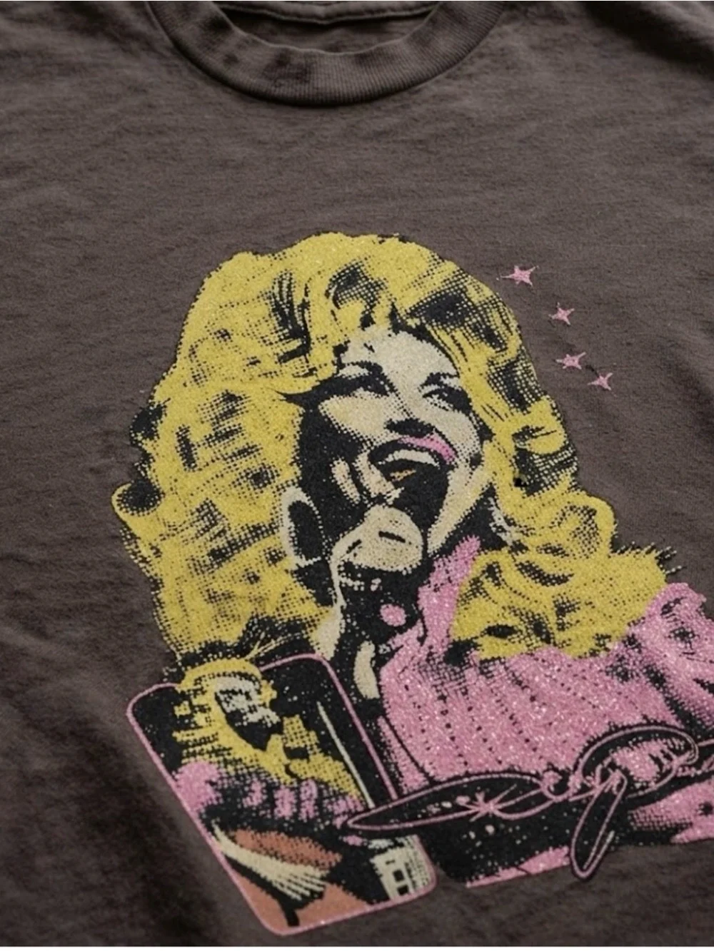 Dolly Parton Graphic Tee in Brownish Gray - Size Medium - NEW!